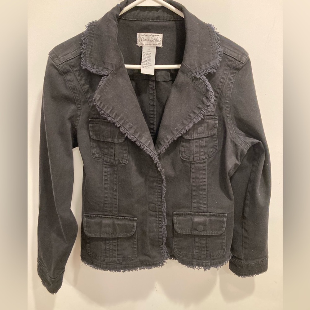 Washed black denim blazer
